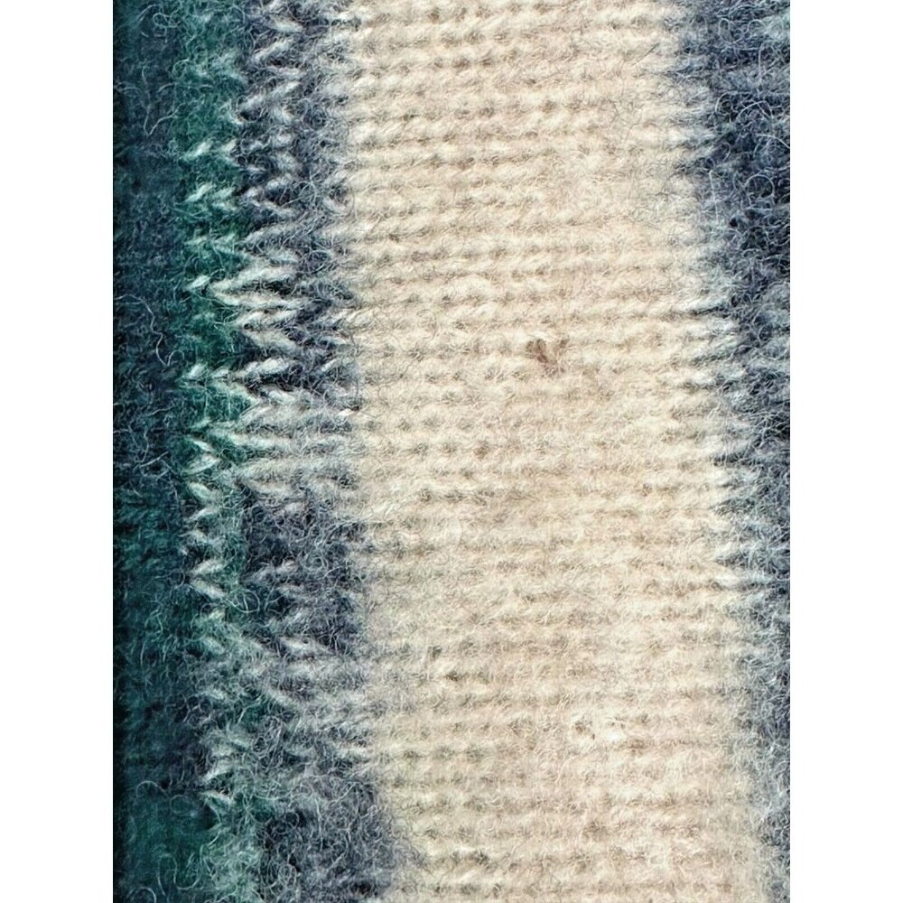J Riggings Wool Lana Sweater New River Co Green Striped GrandPa Large Hong Kong - Picture 7 of 10